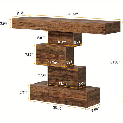 UNICORN Industrial Console Table, 108cm Narrow Wood Sofa Table Brown