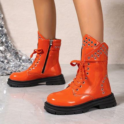 UNICORN Womens Boots with Thick Sole with Lace-up and Decorative Buckle