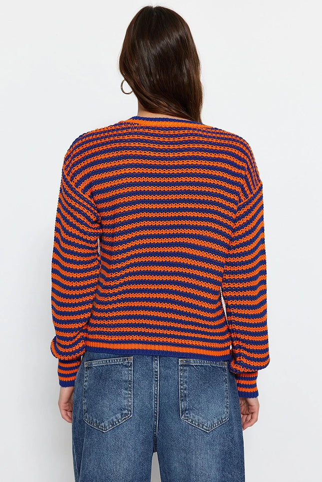 UNICORN Women's sweater striped purple orange black s m l