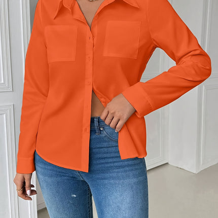 UNICORN Orange Collared Shirt Features Double Pockets s m l xl xxl