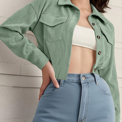 UNICORN Women'S Light Green Corduroy Jacket with Flap Pockets s m l xl