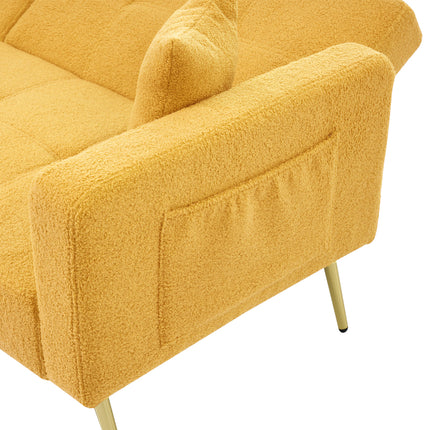 UNICORN Modern minimalist sofa bed size: 175*64*72 cm angle adjustable gold bed legs sofa with cushions side storage pockets