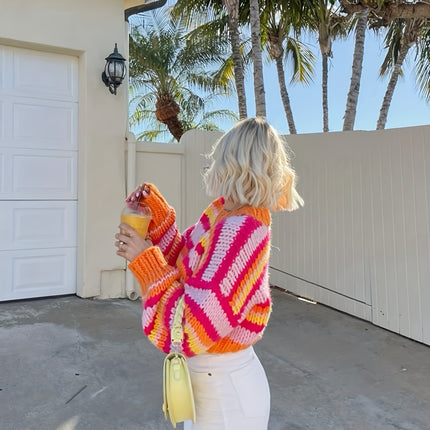 UNICORN Women'S Cozy Striped Sweater Soft Pullover with Color Block Design s m l xl