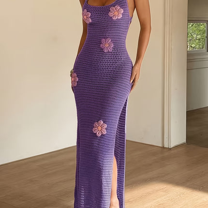 UNICORN Spring/summer Style Wind-inspired Floral Cut-out Solid Color Dress s m l xl
