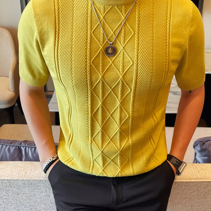 UNICORN Men's New Solid Color Rhombus Fashion Semi-High Neck Knit Sweater s m l xl