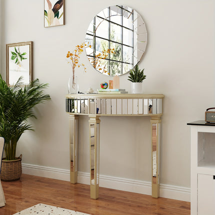 UNICORN Mirrored Console Table Circle Table With 3 Leg Desk Beveled Glass Mirror