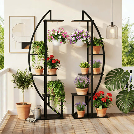 UNICORN Multi-Purpose Curved Display Shelf Bonsai Flower Plant Matt Black