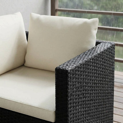 UNICORN Modular Corner Sofa with Cushions Black Poly Rattan