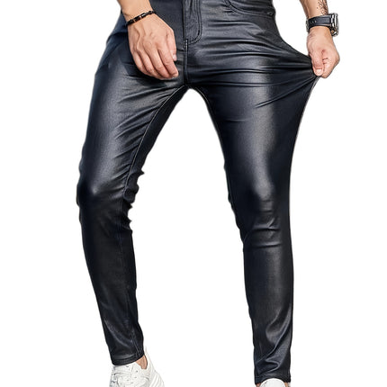 UNICORN Men's PU-coated Fashion Slim-fit Stretch Pants xs s m l xl xxl