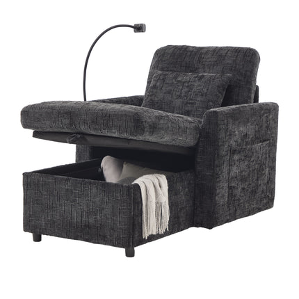 UNICORN Multifunctional Recliner Sofa, Lounge Chair with Phone Holder Black