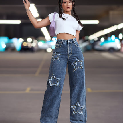 UNICORN Stretch Star Straight-Leg Pants xs s m l xl