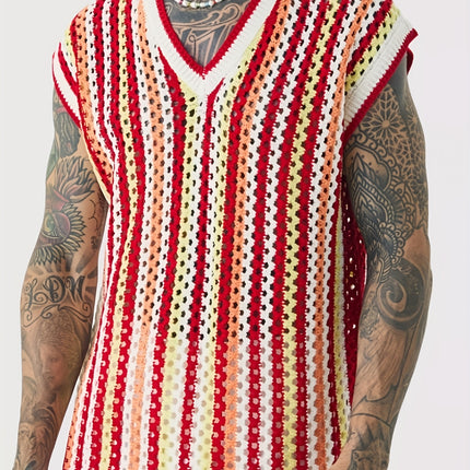 UNICORN Openwork Crochet Vest Pink Red Blue Green s m l xl xxl