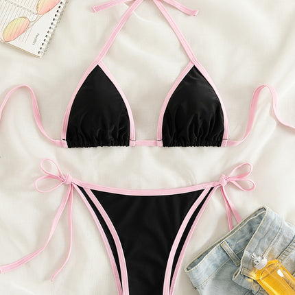 UNICORN Tie Side 2 Piece Bikini Swimsuit, Triangle Halter Tie Back Neck s m l