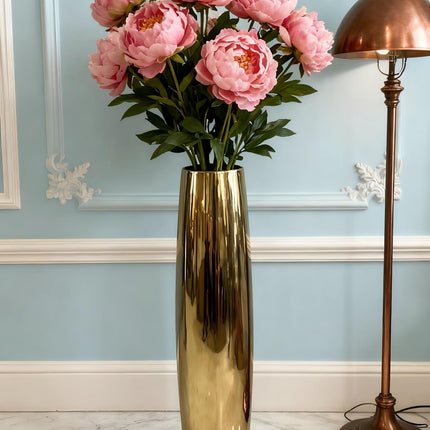 UNICORN Luxurious 60Cm Tall Ceramic Floor Vase in Electroplated silvery And Golden