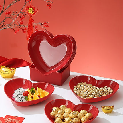 UNICORN 5pcs and 3 pcs Party Red Romantic Heart Plates, Mini Plastic