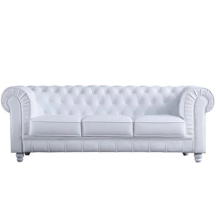 UNICORN Three-seater Chesterfield sofa, chocolate brown and white, length 205cm, width 82cm, height 72cm