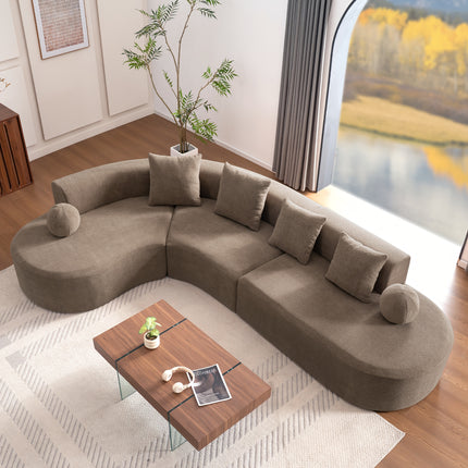 UNICORN L-Shaped Sofa Brown Modern Minimalist 327x215x65cm for Living Room