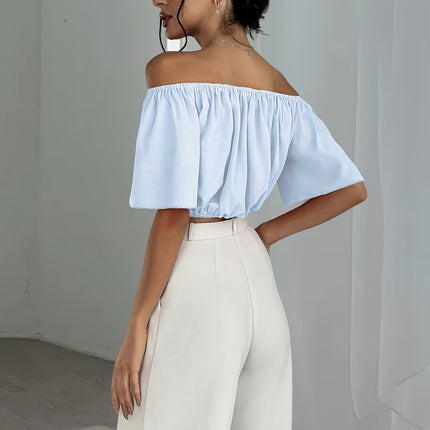 UNICORN Off-the-Shoulder Solid Color Short Blouse  Daily Wear, Parties, All-Season xs s m l