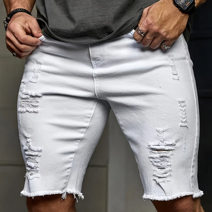 UNICORN Men White Distressed Washed Denim Shorts s m l xl xxl