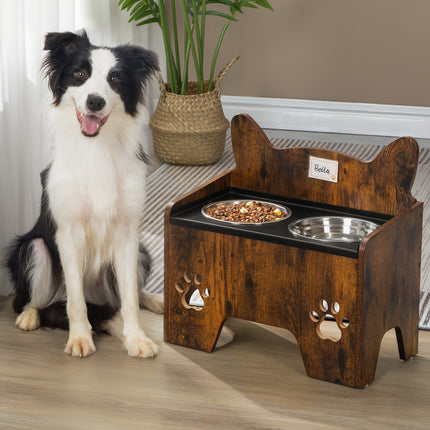 UNICORN Raised Dog Bowls, Elevated Dog Bowl Vintage Brown/Grey