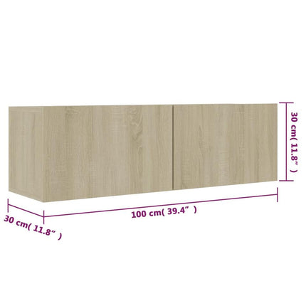 UNICORN TV cabinet modern oak light brown Width 100 cm Depth 30 cm Height 30 cm