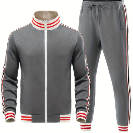UNICORN Autumn Webbing Stripe Set, Stand Collar Zippered Sweatshirt s m l xl xxl xxxl