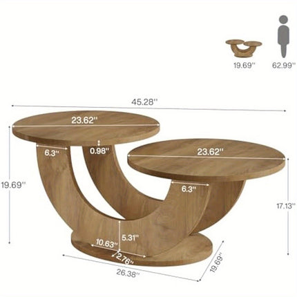 UNICORN Round Living Room Coffee Table Cocktail Table for Home, Apartment, Natural