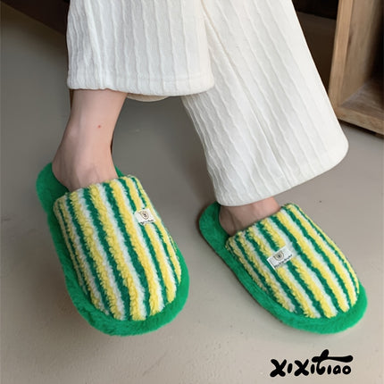 UNICORN Men's Home Slippers, Casual Color-Block Striped 36 38 39.5 41.5 43