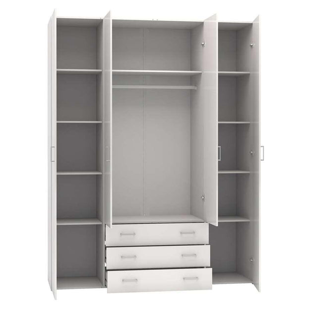 UNICORN Wardrobe modern high-gloss white Width 154 cm Depth 49.5 cm Height 169.5 cm