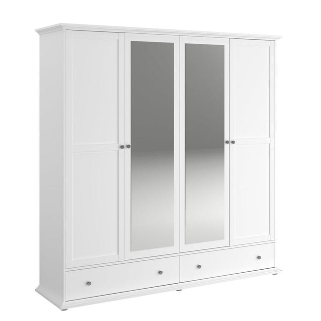 UNICORN Country white wardrobe with mirrors Width 199 cm Depth 53 cm Height 202 cm