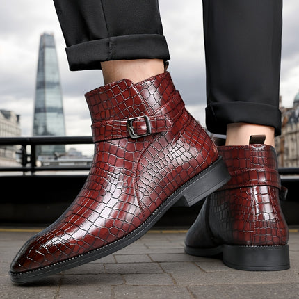 UNICORN Men's New Autumn/Winter  Ankle Boots High-Top Textured Upper Business Casual