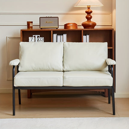 UNICORN Nordic Modern Simple Ironwork Japanese-Style Single Leather Sofa