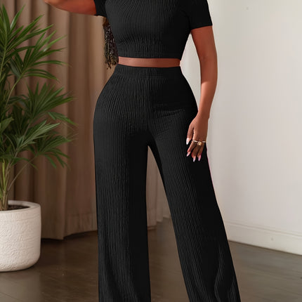 UNICORN Color Short-Sleeve Top And Wide-Leg Pants Casual Outfit xs s m l xl xxl
