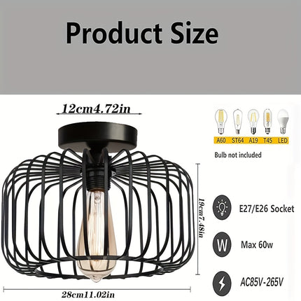 UNICORN 1pc Farmhouse Black Semi-Recessed Ceiling Light
