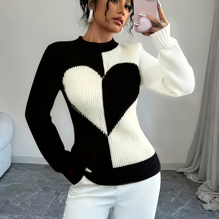 UNICORN Womens Valentine's Day Color-block Heart Pattern Pullover s m l xl