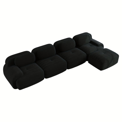 UNICORN 4-Seater Corner Sofa with Reclining Seats & Wide Armrests Black