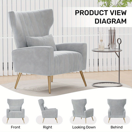 UNICORN Luxury Velvet Leisure Chair with Golden Metal Legs Beige Light Gray Black