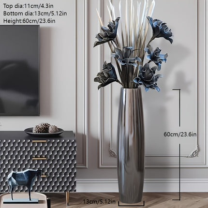 UNICORN Luxurious 60Cm Tall Ceramic Floor Vase in Electroplated silvery And Golden