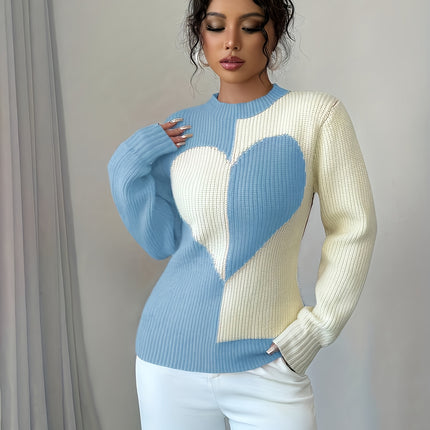 UNICORN Womens Valentine's Day Color-block Heart Pattern Pullover s m l xl