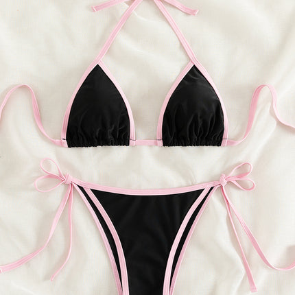UNICORN Tie Side 2 Piece Bikini Swimsuit, Triangle Halter Tie Back Neck s m l