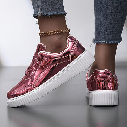 UNICORN Womens Glossy Sneakers Upper & Cushioned Sole Lightweight Solid Color