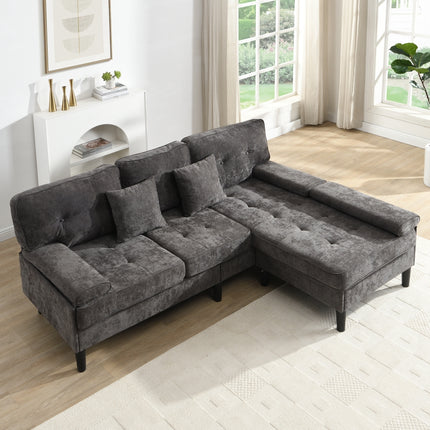 UNICORN L-shaped Corner Sofa Three-seat Multi-functional Chaise Lounge Gray Beige