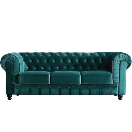 UNICORN Three-seater Chesterfield-style sofa, velvet, dark green, 205 x 82 x 72 cm
