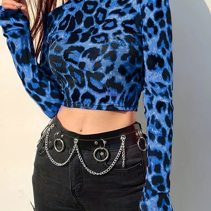 UNICORN Cross-Border Pink Leopard Print Long-Sleeve Women T-Shirt xs s m l xl xxl