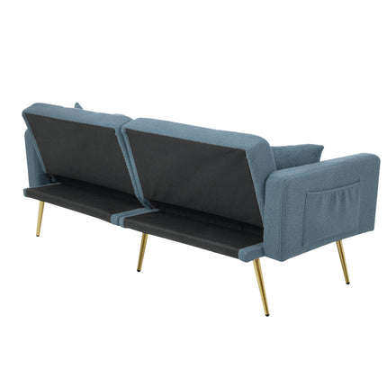 UNICORN Modern minimalist sofa bed size: 175*64*72 cm angle adjustable gold bed legs sofa with cushions side storage pockets