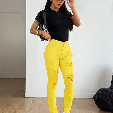 UNICORN Women Elegant Casual Versatile Slim-Fit Candy-Colored Pencil Jeans s m l xl xxl