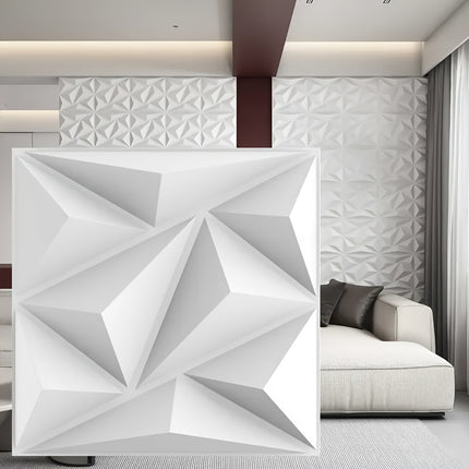 UNICORN Waterproof & Oil Proof 20pcs Diamond Texture 3D Wall Panels White