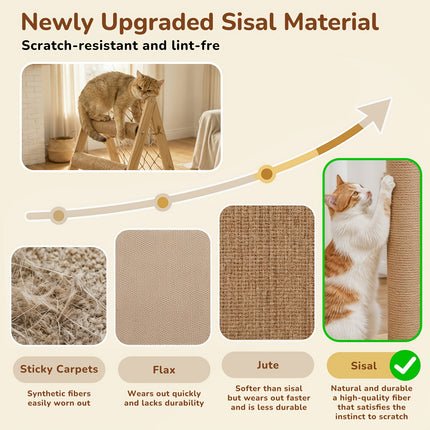 UNICORN Natural Wood Cat Climbing Frame with Climbing Net