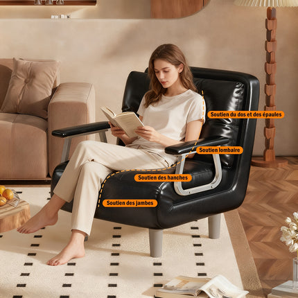 UNICORN 1-Seater Sofa Bed with Foam & Removable Cushion Cover - Modern Convertible Sleeper Suitable for Small Spaces Assembly Space-Saving Bed for Living Room Office Dorm - Faux Leather