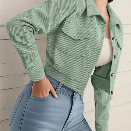 UNICORN Women'S Light Green Corduroy Jacket with Flap Pockets s m l xl